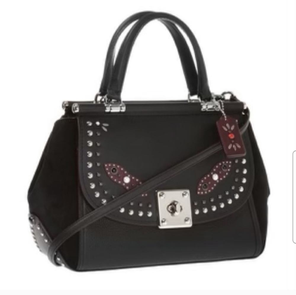 Coach Western Rivet Drifter Caryall Bag Black Leather Dowl Zip Top Turnlock NWT